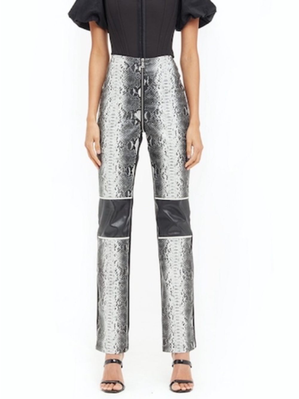I.AM.GIA Hendrix Snake Print Exposed Zip Moto Pants XS